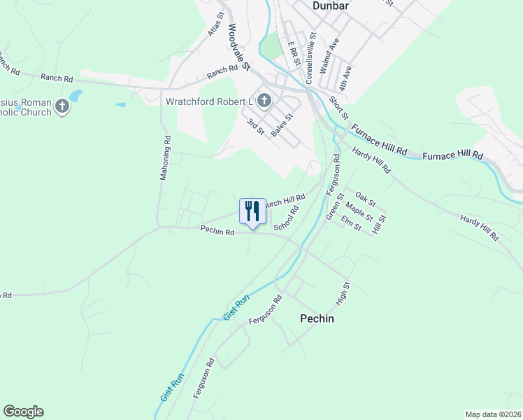 map of restaurants, bars, coffee shops, grocery stores, and more near 148 Church Hill Road in Dunbar