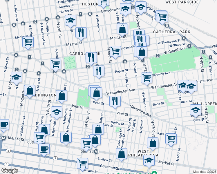 map of restaurants, bars, coffee shops, grocery stores, and more near 530 North Vogdes Street in Philadelphia