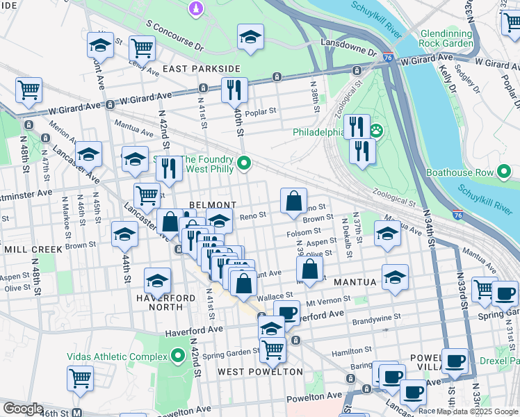 map of restaurants, bars, coffee shops, grocery stores, and more near 842 Union Street in Philadelphia