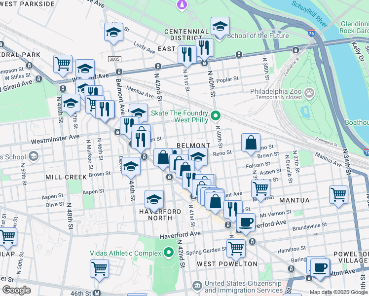 map of restaurants, bars, coffee shops, grocery stores, and more near 856 North Holly Street in Philadelphia