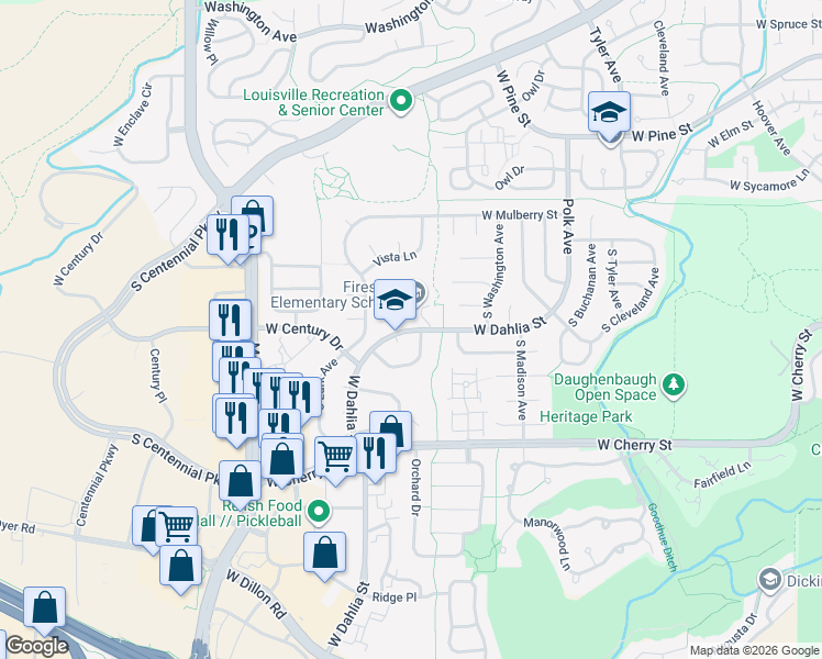 map of restaurants, bars, coffee shops, grocery stores, and more near 845 West Dahlia Street in Louisville