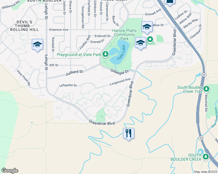 map of restaurants, bars, coffee shops, grocery stores, and more near 3560 Longwood Avenue in Boulder
