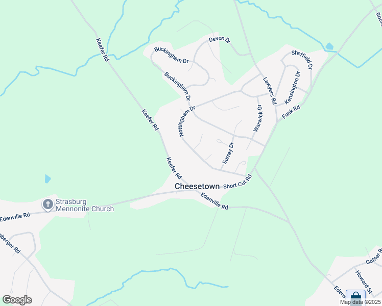 map of restaurants, bars, coffee shops, grocery stores, and more near 91 Nottingham Drive in Chambersburg