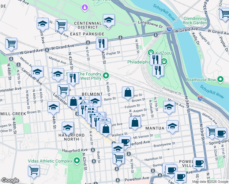 map of restaurants, bars, coffee shops, grocery stores, and more near 842 Union Street in Philadelphia