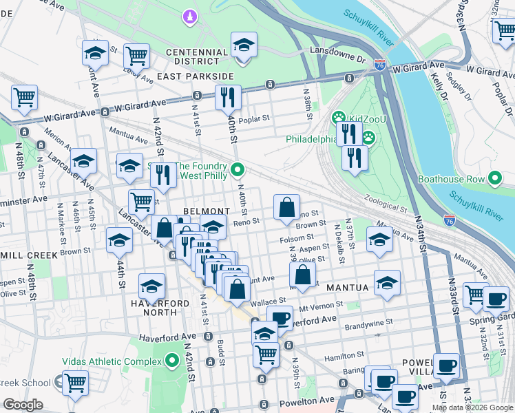 map of restaurants, bars, coffee shops, grocery stores, and more near 842 Union Street in Philadelphia