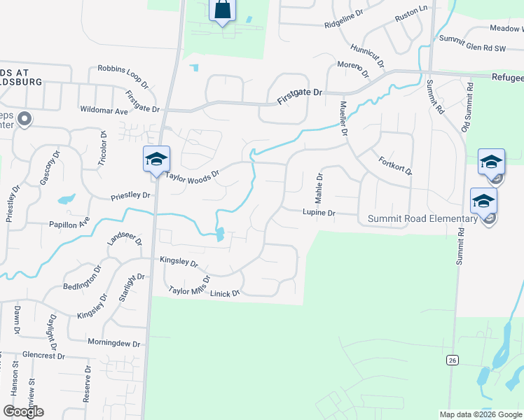map of restaurants, bars, coffee shops, grocery stores, and more near 970 Boyne Court in Reynoldsburg
