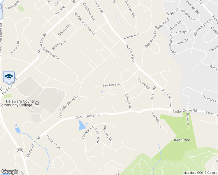 map of restaurants, bars, coffee shops, grocery stores, and more near 2609 Andrew Road in Broomall