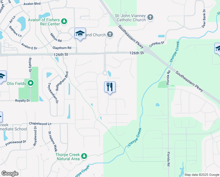 map of restaurants, bars, coffee shops, grocery stores, and more near 14869 Silent Bluff Court in Fishers