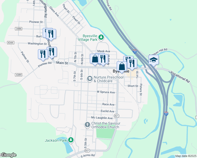 map of restaurants, bars, coffee shops, grocery stores, and more near 237 South 5th Street in Byesville