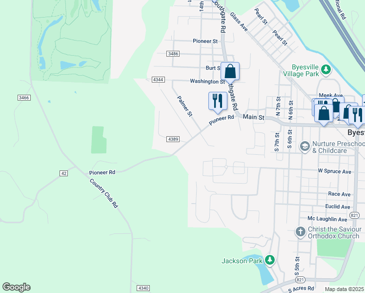 map of restaurants, bars, coffee shops, grocery stores, and more near 10270 Pioneer Rd in Byesville