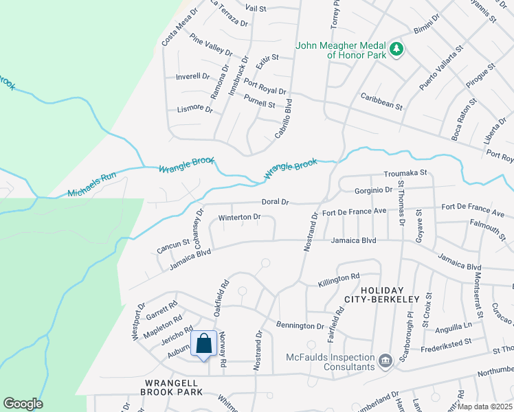 map of restaurants, bars, coffee shops, grocery stores, and more near 20 Doral Drive in Toms River