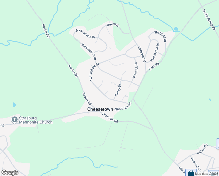 map of restaurants, bars, coffee shops, grocery stores, and more near 8 Oxford Court in Chambersburg