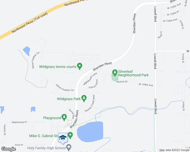 map of restaurants, bars, coffee shops, grocery stores, and more near 14928 Nighthawk Lane in Broomfield