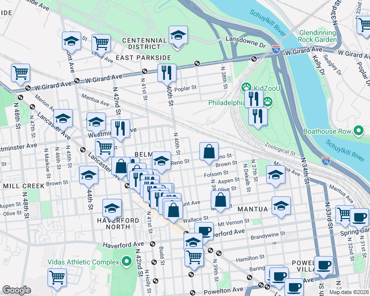 map of restaurants, bars, coffee shops, grocery stores, and more near 842 Union Street in Philadelphia