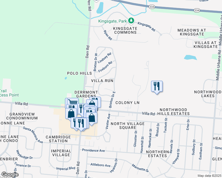 map of restaurants, bars, coffee shops, grocery stores, and more near 1046 Carson Lane in Springfield