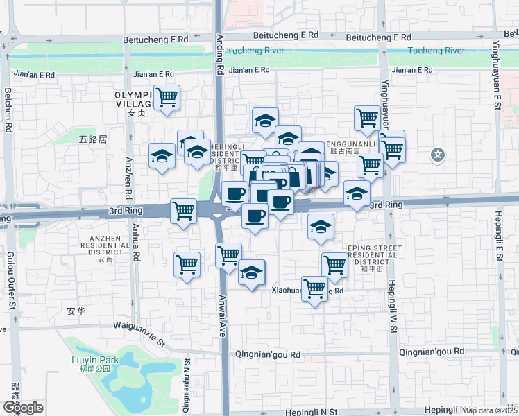 map of restaurants, bars, coffee shops, grocery stores, and more near in Beijing
