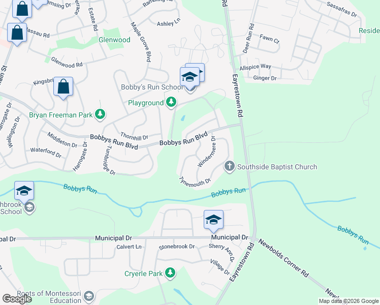 map of restaurants, bars, coffee shops, grocery stores, and more near 2 Tynemouth Drive in Lumberton