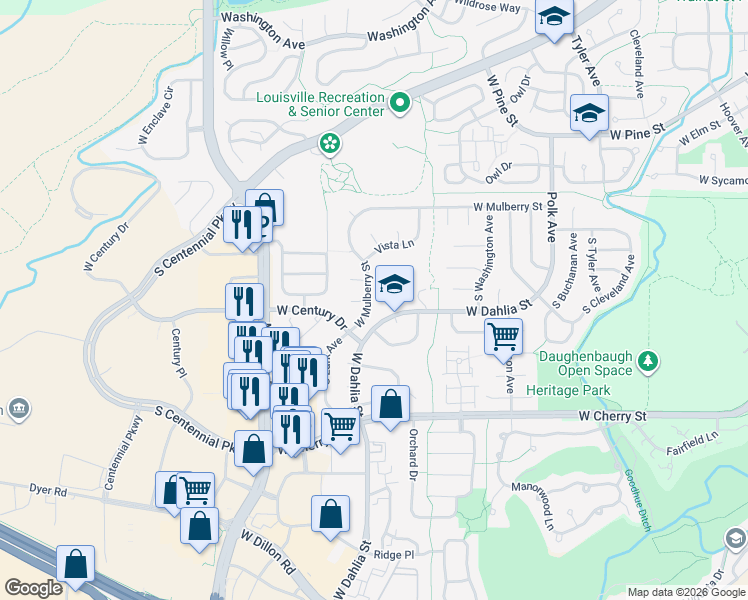 map of restaurants, bars, coffee shops, grocery stores, and more near 874 West Mulberry Street in Louisville
