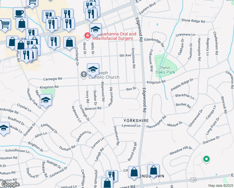 map of restaurants, bars, coffee shops, grocery stores, and more near 404 Wynwood Road in East York