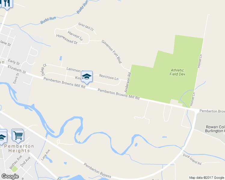 map of restaurants, bars, coffee shops, grocery stores, and more near 818 Pemberton Browns Mills Road in Pemberton