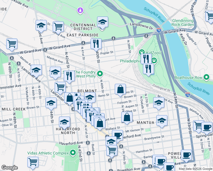 map of restaurants, bars, coffee shops, grocery stores, and more near 842 Union Street in Philadelphia