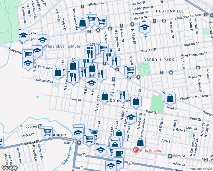 map of restaurants, bars, coffee shops, grocery stores, and more near in Philadelphia