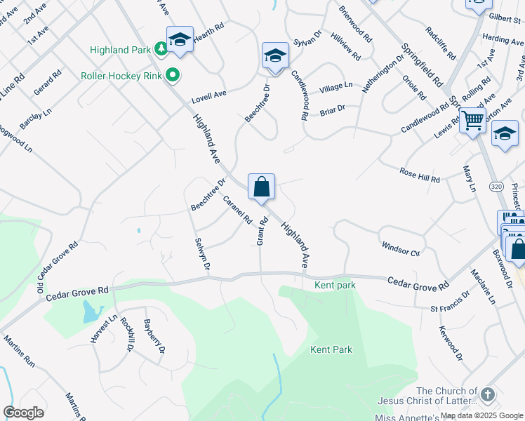 map of restaurants, bars, coffee shops, grocery stores, and more near 2610 Highland Avenue in Broomall