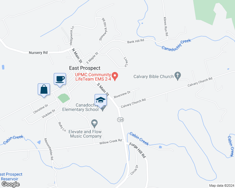 map of restaurants, bars, coffee shops, grocery stores, and more near 7 Riverview Drive in Wrightsville