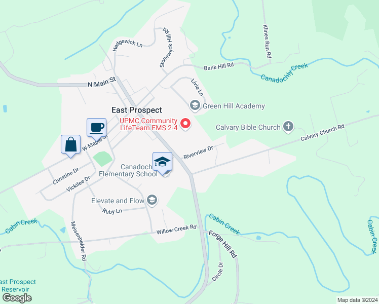 map of restaurants, bars, coffee shops, grocery stores, and more near 7 Riverview Drive in Wrightsville