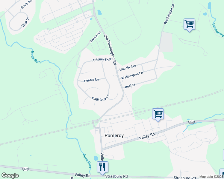 map of restaurants, bars, coffee shops, grocery stores, and more near 308 Flagstone Circle in Coatesville