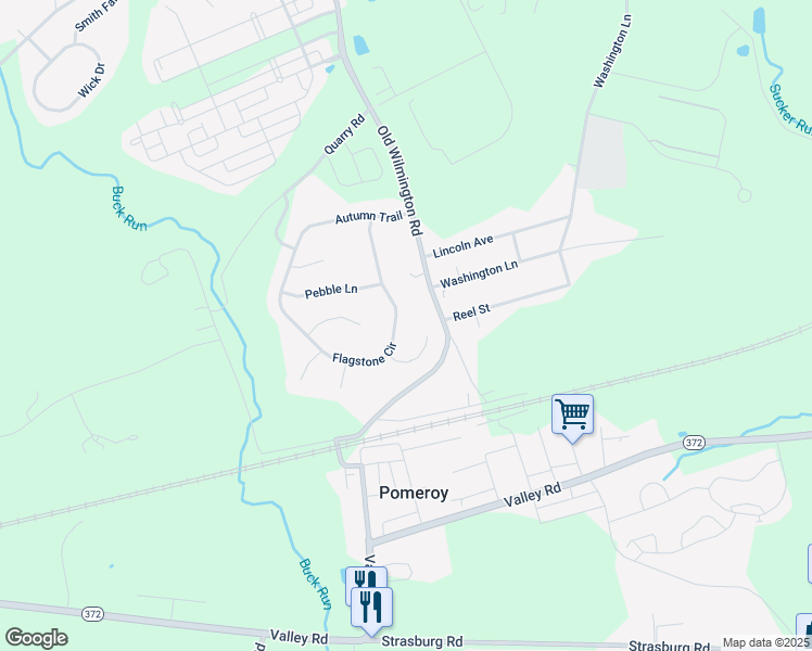 map of restaurants, bars, coffee shops, grocery stores, and more near 308 Flagstone Circle in Coatesville