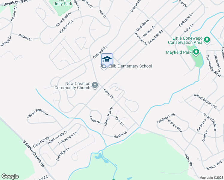 map of restaurants, bars, coffee shops, grocery stores, and more near 3203 Honey Run Drive in Dover
