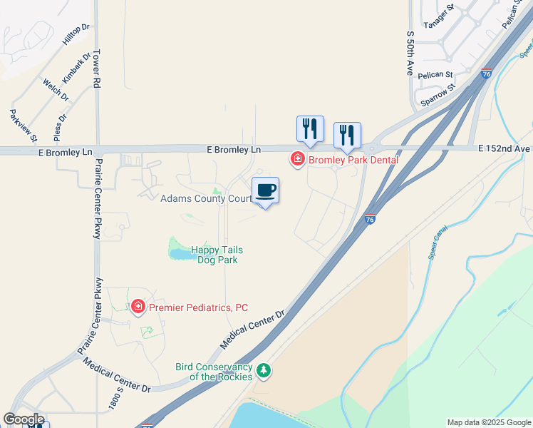 map of restaurants, bars, coffee shops, grocery stores, and more near 1100 Judicial Center Drive in Brighton