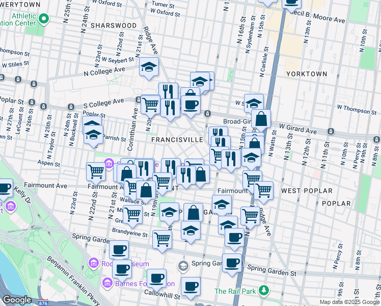 map of restaurants, bars, coffee shops, grocery stores, and more near 1731 Erdman Street in Philadelphia