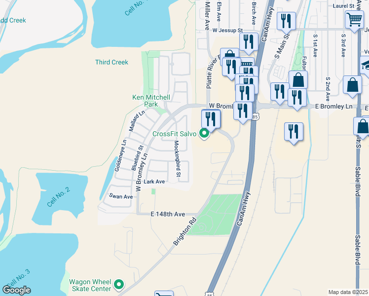 map of restaurants, bars, coffee shops, grocery stores, and more near 1081 Quail Circle in Brighton