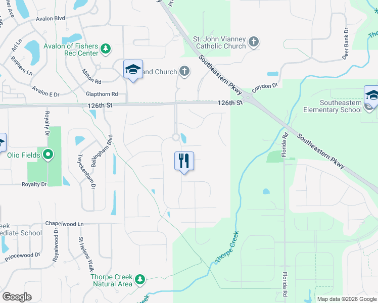 map of restaurants, bars, coffee shops, grocery stores, and more near 14869 Silent Bluff Court in Fishers