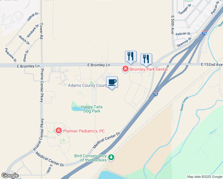 map of restaurants, bars, coffee shops, grocery stores, and more near 1100 Judicial Center Drive in Brighton