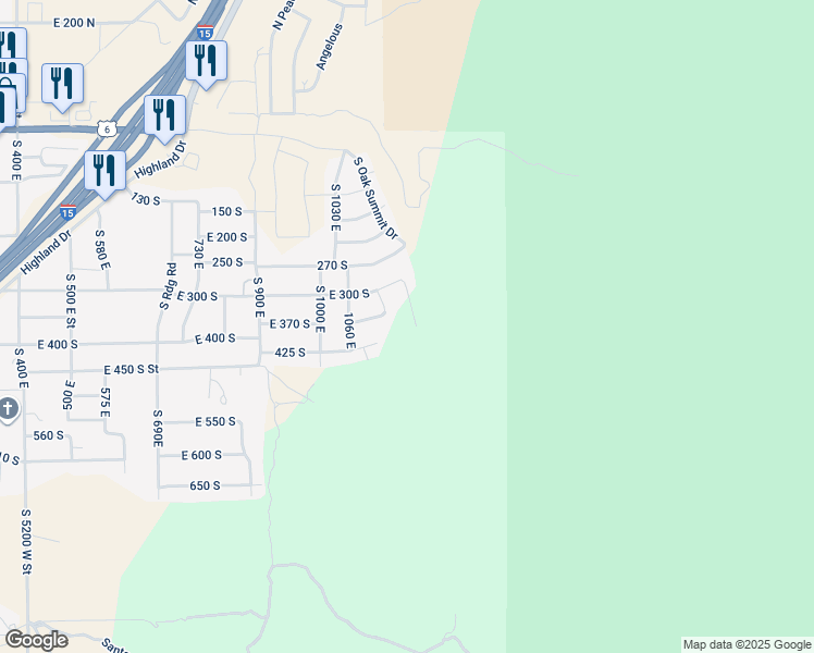 map of restaurants, bars, coffee shops, grocery stores, and more near 1171 East 430 South in Santaquin