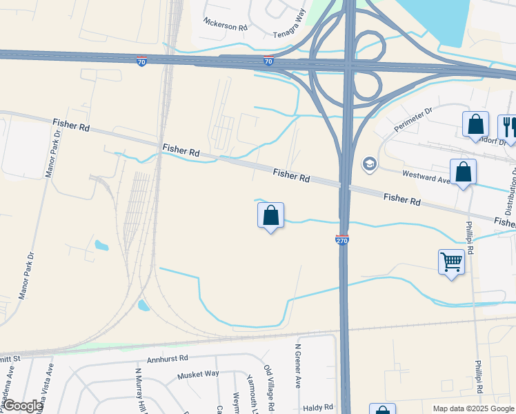 map of restaurants, bars, coffee shops, grocery stores, and more near in Columbus