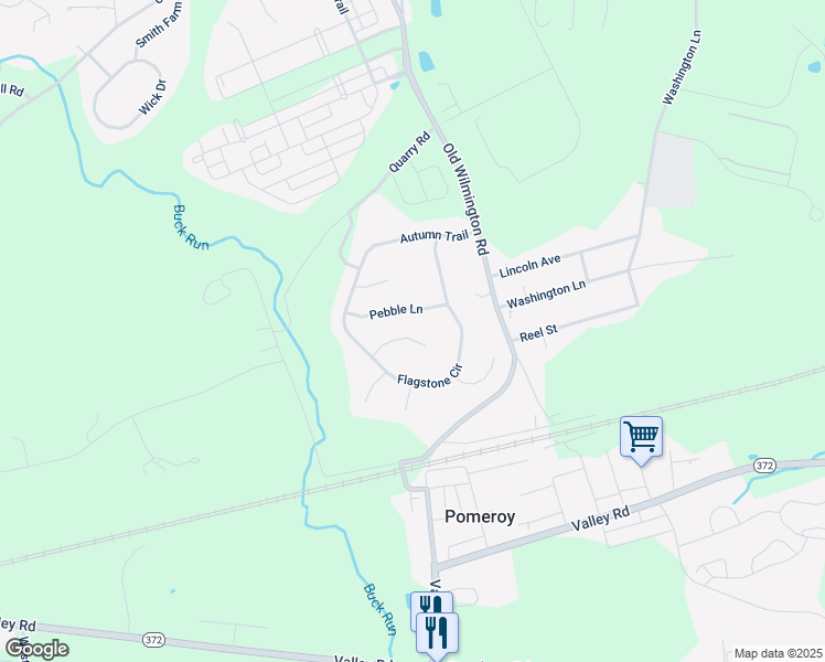 map of restaurants, bars, coffee shops, grocery stores, and more near 609 Bedrock Road in Coatesville