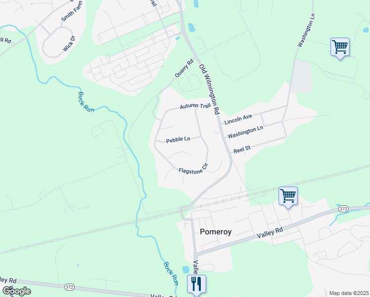 map of restaurants, bars, coffee shops, grocery stores, and more near 609 Bedrock Road in Coatesville