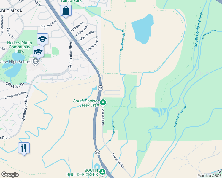 map of restaurants, bars, coffee shops, grocery stores, and more near 858 Marshall Road in Boulder