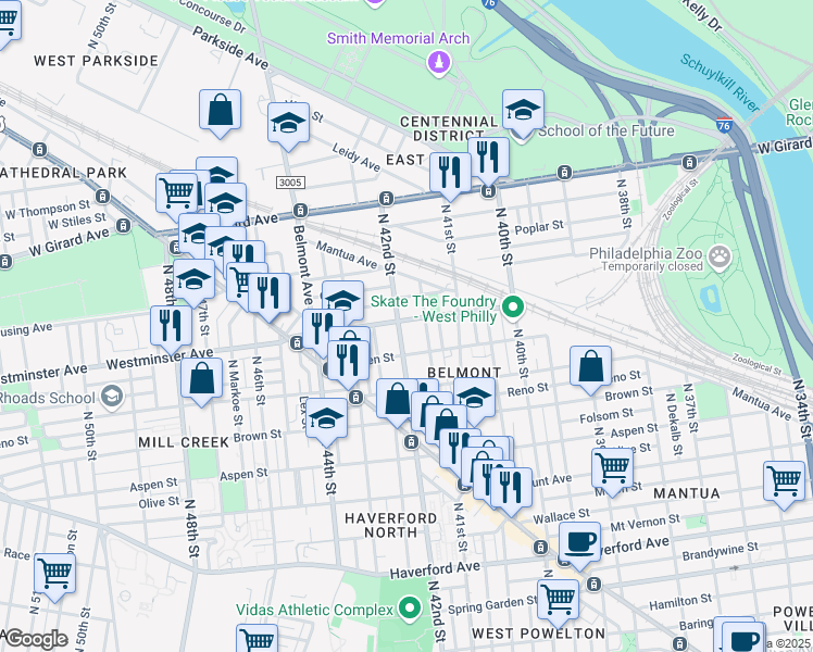 map of restaurants, bars, coffee shops, grocery stores, and more near in Philadelphia