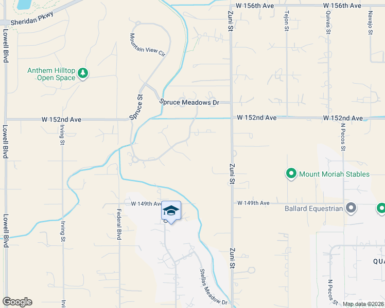 map of restaurants, bars, coffee shops, grocery stores, and more near 15042 Prairie Place in Broomfield