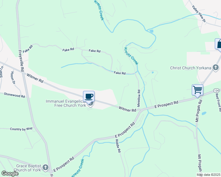 map of restaurants, bars, coffee shops, grocery stores, and more near 1205 Witmer Road in York
