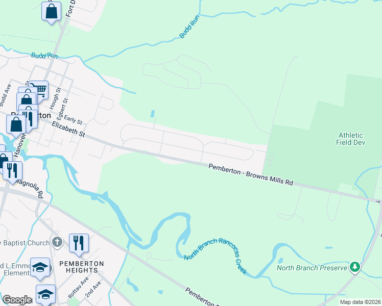 map of restaurants, bars, coffee shops, grocery stores, and more near 158 Kinsley Road in Pemberton