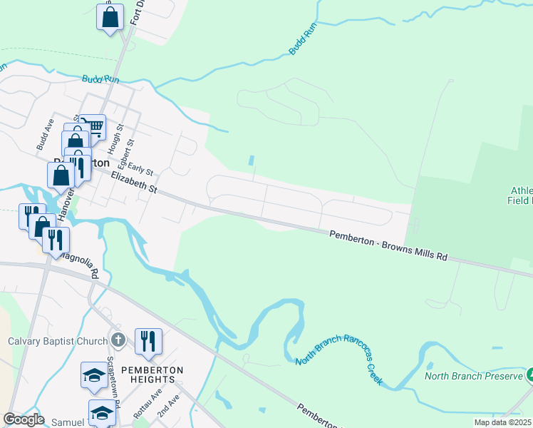 map of restaurants, bars, coffee shops, grocery stores, and more near 141 Kinsley Road in Pemberton