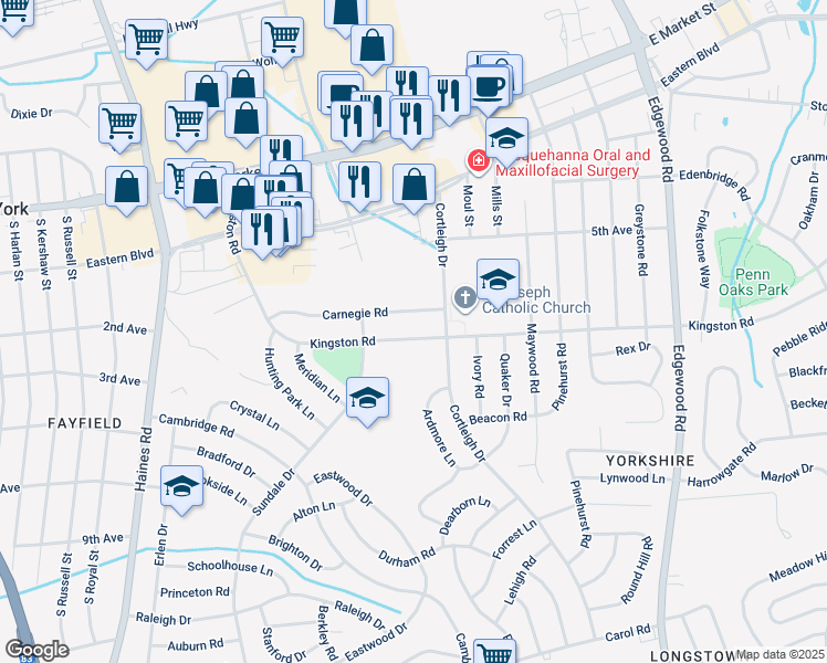 map of restaurants, bars, coffee shops, grocery stores, and more near 2765 Kingston Road in East York
