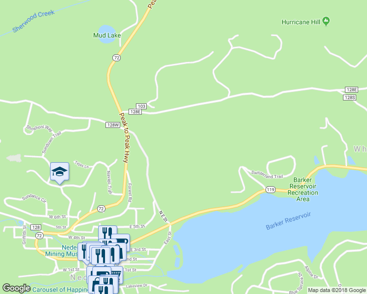 map of restaurants, bars, coffee shops, grocery stores, and more near 294 Ridge Road in Nederland