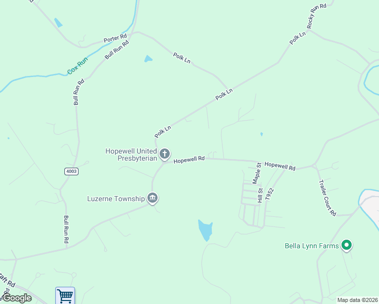 map of restaurants, bars, coffee shops, grocery stores, and more near 374 Hopewell Road in Brownsville
